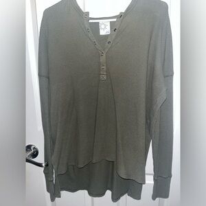 Aerie Long Sleeve Waffle Henley Tshirt